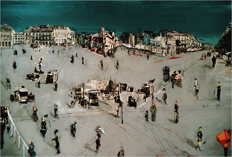 Bar Cain – Palms, trams, umbrellas, carriageway, people, donkey, Lumocolor, canvas, awning, trolley, 1917, Promenade des Anglais, bernt danielsson